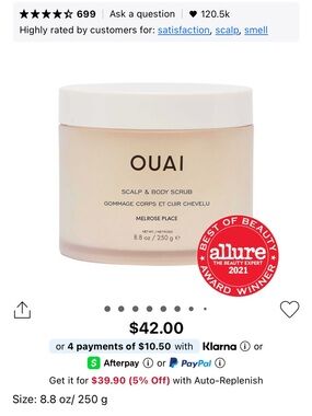 NIB: OUAI Scalp & Body Sugar Scrub Melrose Place 3.4oz Cleanser Exfoliant New!